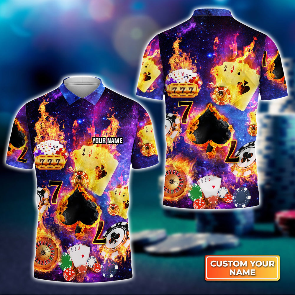 Frenzidea Funny Poker Casino Seamless Pattern Personalized Name 3D Polo Shirt