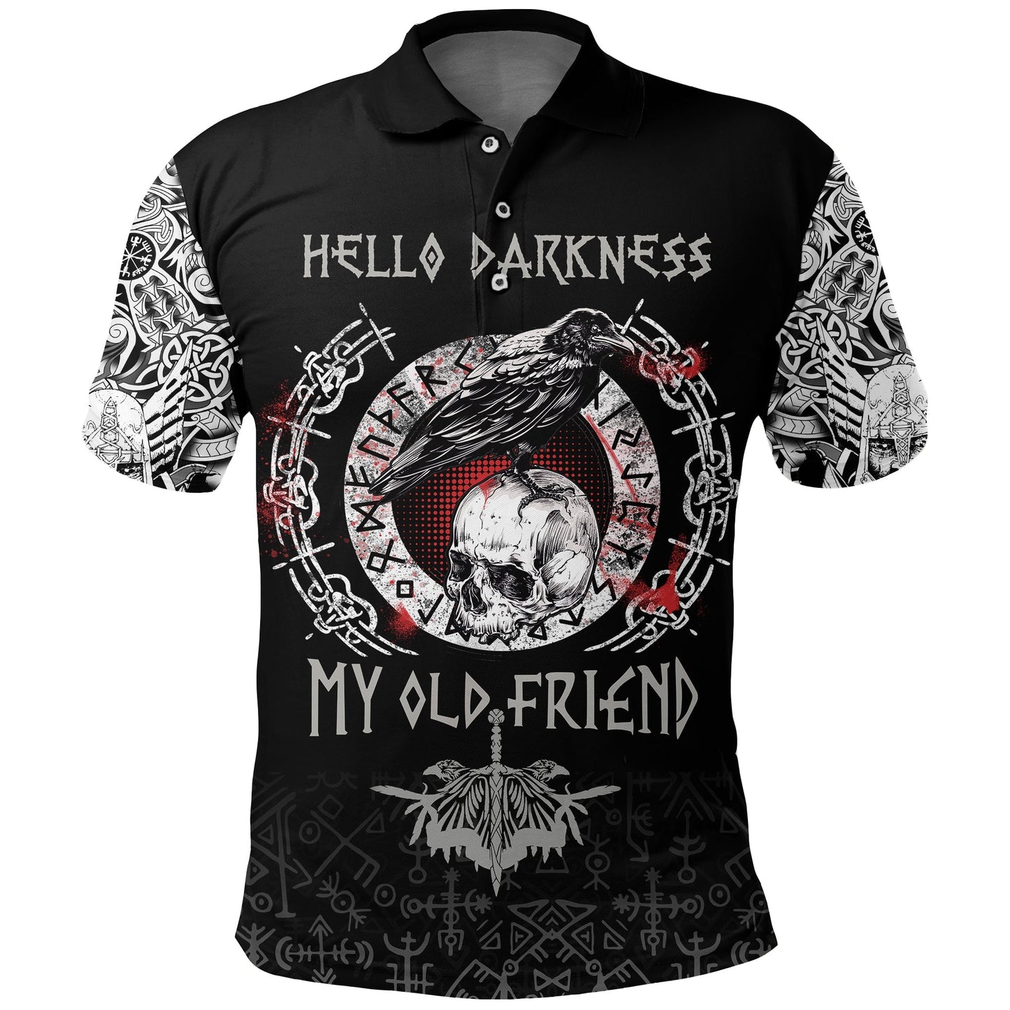 Frenzidea Viking Style Polo Shirt - Raven And Skull