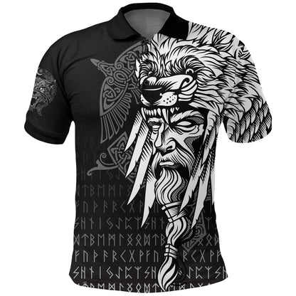 Frenzidea Viking Style Polo Shirts Odin Raven and Fenrir on Hand