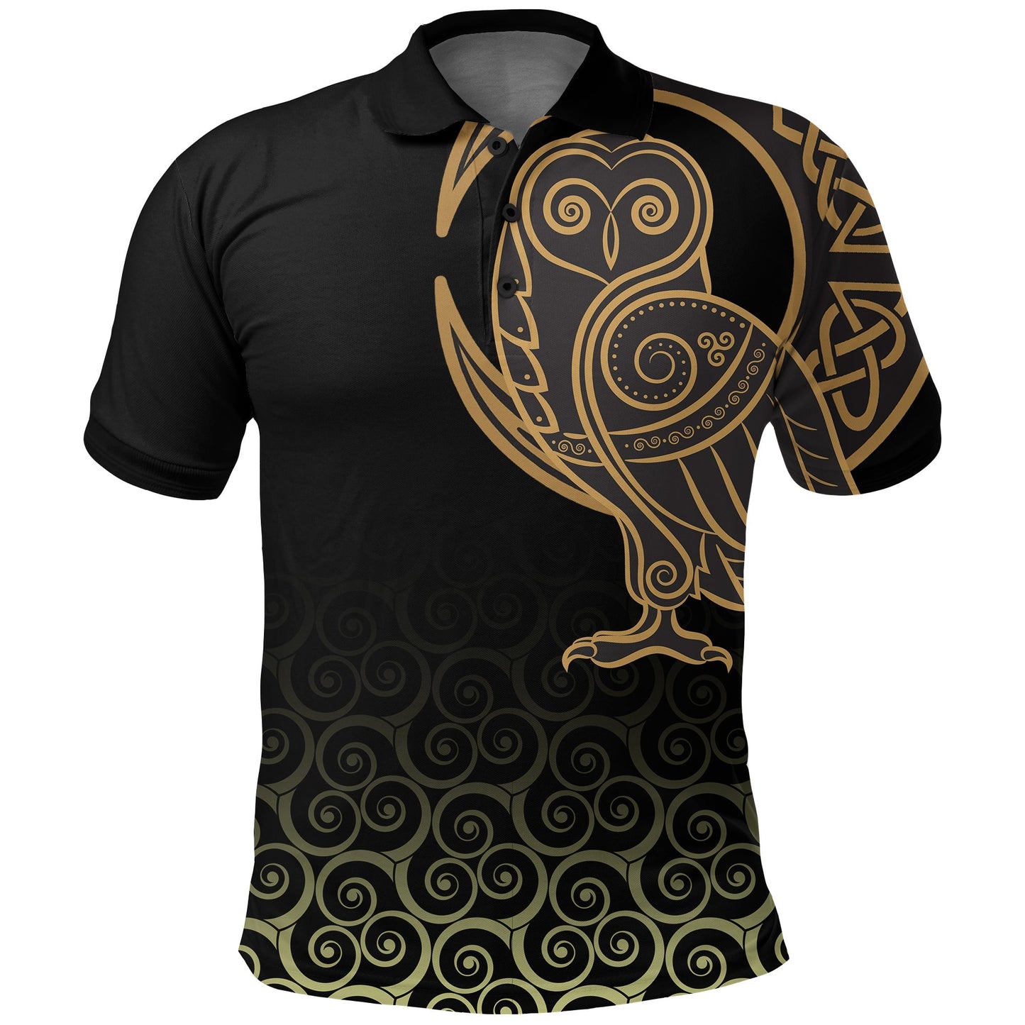 Frenzidea Viking Style Polo Shirts Owl Celtic On Triskele Background