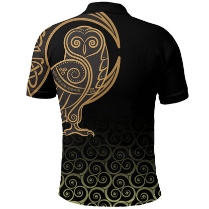 Frenzidea Viking Style Polo Shirts Owl Celtic On Triskele Background