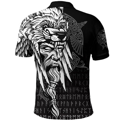 Frenzidea Viking Style Polo Shirts Odin Raven and Fenrir on Hand