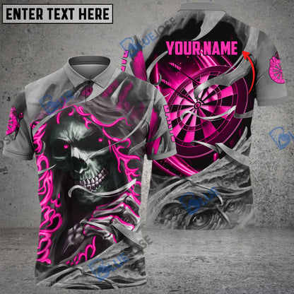 Frenzidea Darts Skull Reaper Personalized Name 3D Polo Shirt