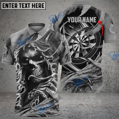 Frenzidea Darts Skull Reaper Personalized Name 3D Polo Shirt
