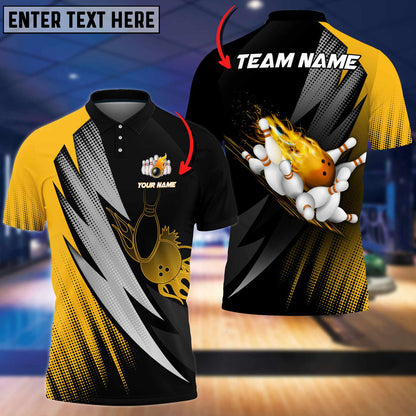 Frenzidea Thunder Polka Dot Motifs Bowling Personalized Name, Team Name 3D Shirt (4 Colors)