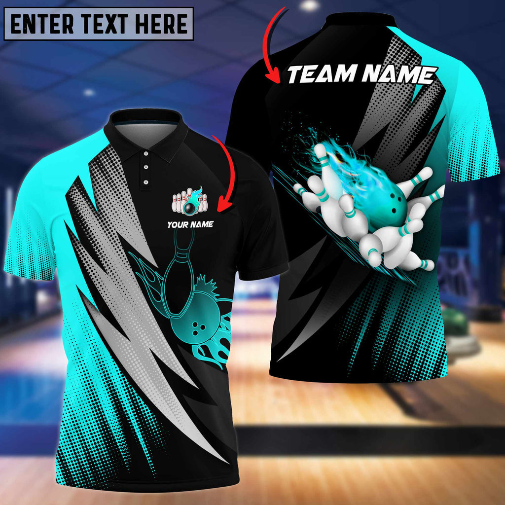 Frenzidea Thunder Polka Dot Motifs Bowling Personalized Name, Team Name 3D Shirt (4 Colors)
