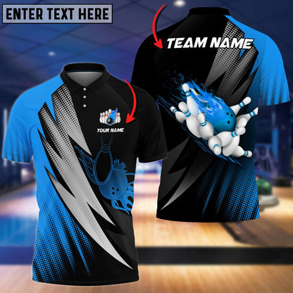 Frenzidea Thunder Polka Dot Motifs Bowling Personalized Name, Team Name 3D Shirt (4 Colors)