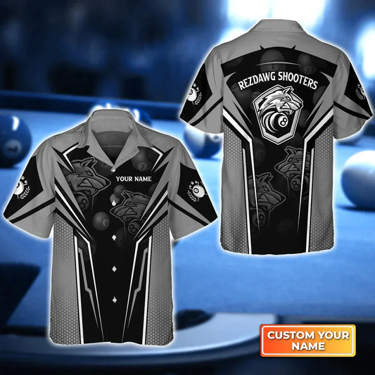 Frenzidea Rezdawg Shooters Wolf Billiard Team Personalized Name Hawaiian Shirt