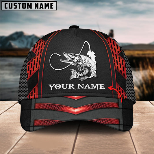 Frenzidea Personalized Black Red Fishing Cap