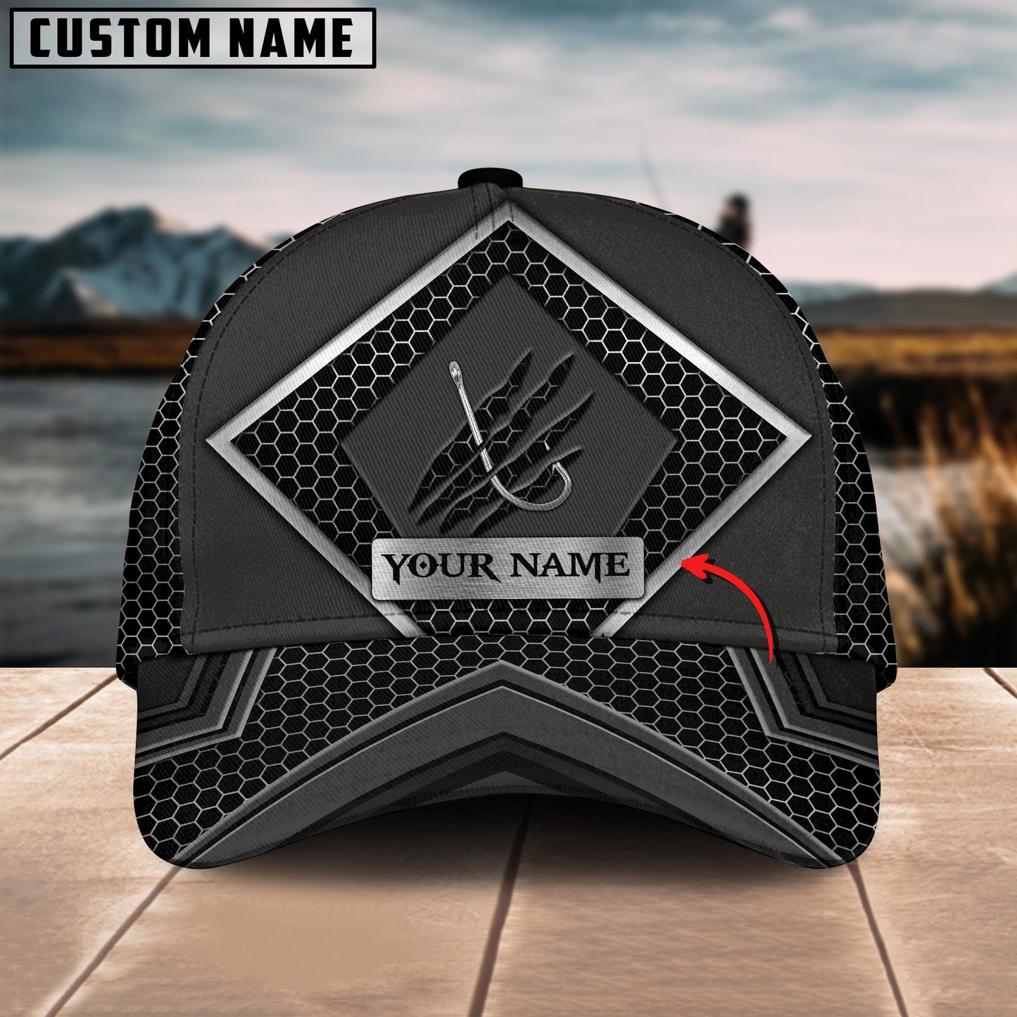 Frenzidea  Personalized Black Fishing Cap