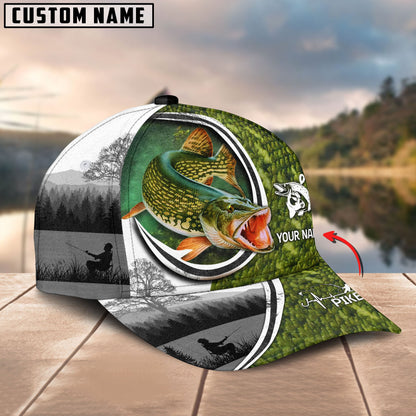 Frenzidea Custom Name Northern Pike Fishing Heart Beat Hook Classic Cap
