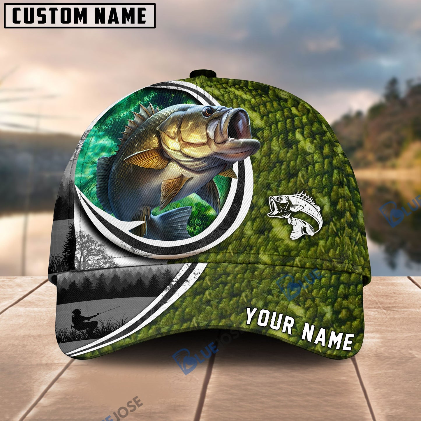 Frenzidea Fishing Heart Hook Personalized Cap (Bass, Striped Bass, Catfish, Trout, Crappie, Salmon, Walleye)