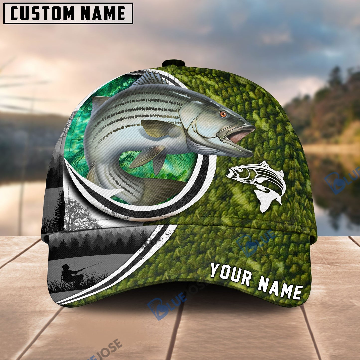 Frenzidea Fishing Heart Hook Personalized Cap (Bass, Striped Bass, Catfish, Trout, Crappie, Salmon, Walleye)