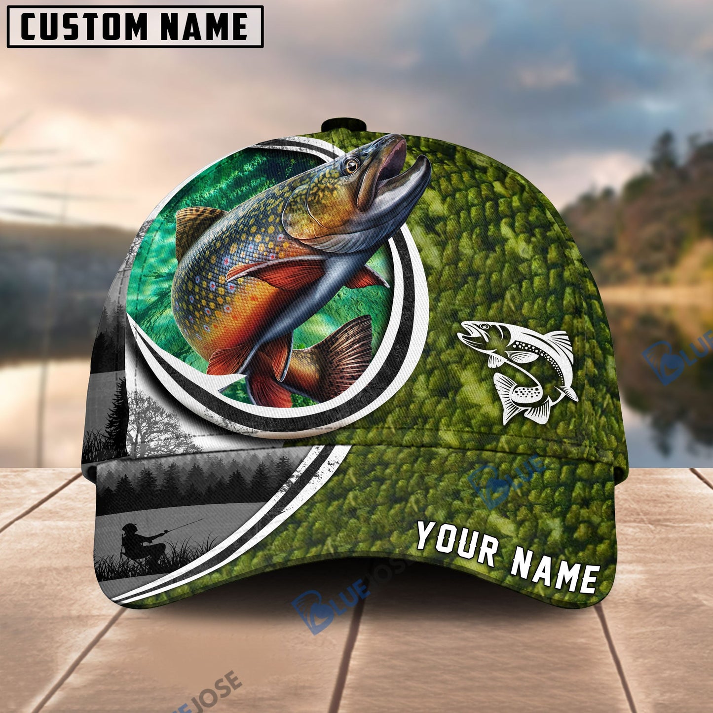 Frenzidea Fishing Heart Hook Personalized Cap (Bass, Striped Bass, Catfish, Trout, Crappie, Salmon, Walleye)