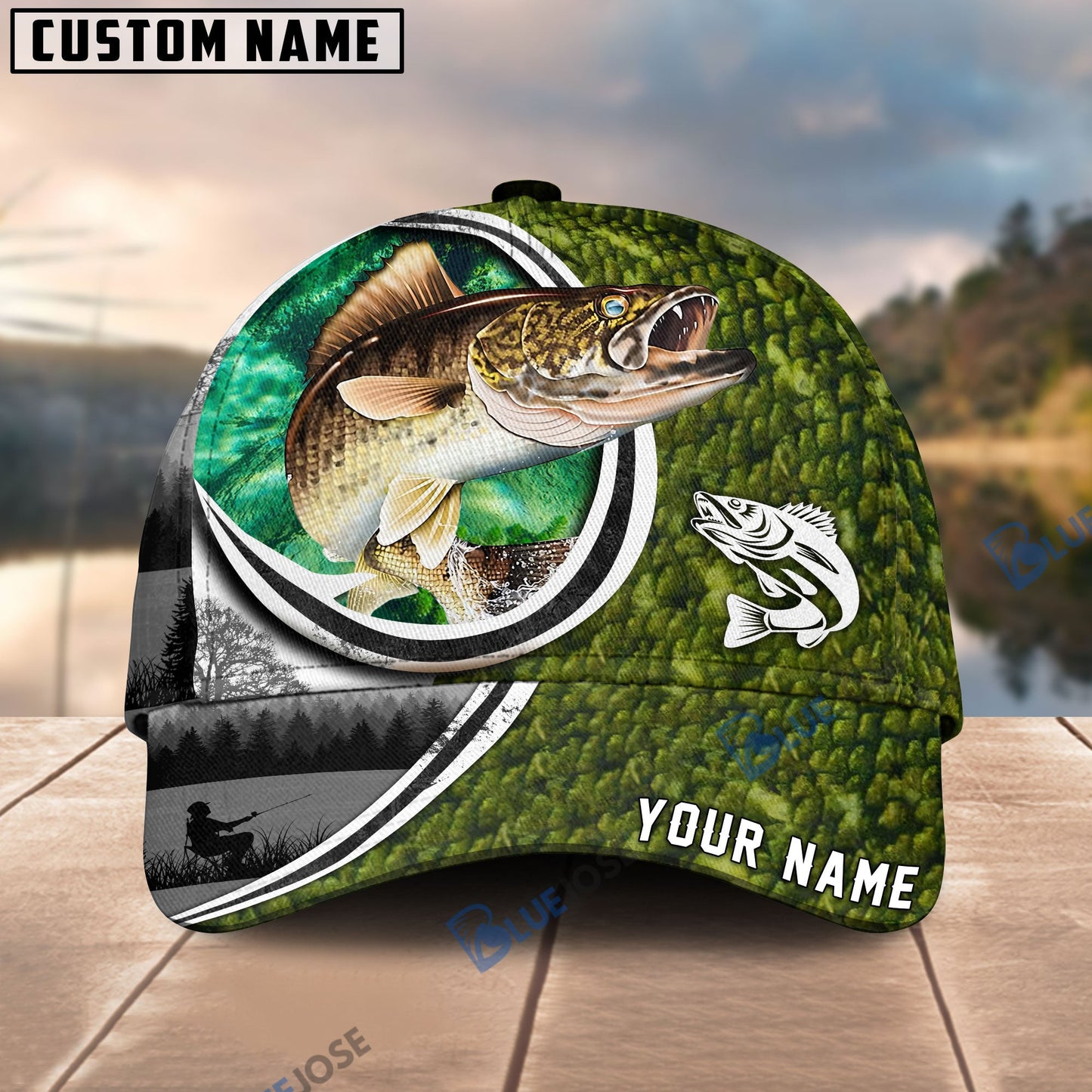 Frenzidea Fishing Heart Hook Personalized Cap (Bass, Striped Bass, Catfish, Trout, Crappie, Salmon, Walleye)