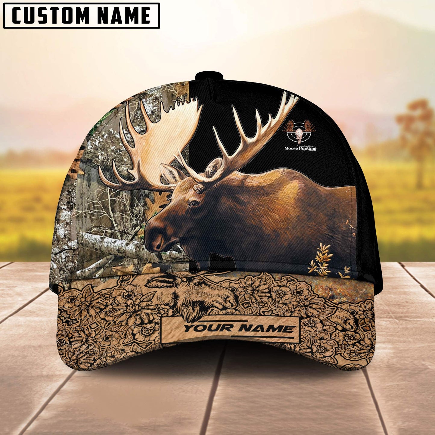 Frenzidea Moose Hunting Camouflage Personalized Cap