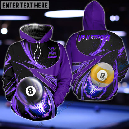 Frenzidea Billiards Skull Up N Stroke Team Personalized Name 3D Shirt