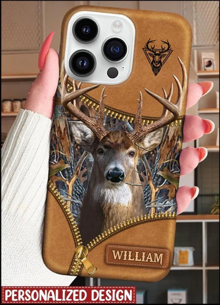 Frenzidea Deer Hunting Zip Pattern Personalized Name Phone Case