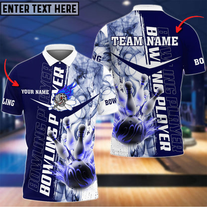 Frenzidea Smoky Bowling And Pins Multicolor Option Customized Name 3D Shirt (4 Colors)