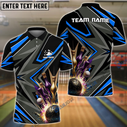 Frenzidea Bowling And Pins Classic Pattern Pattern Customized Name 3D Shirt (5 Colors)