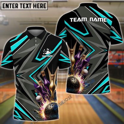 Frenzidea Bowling And Pins Classic Pattern Pattern Customized Name 3D Shirt (5 Colors)
