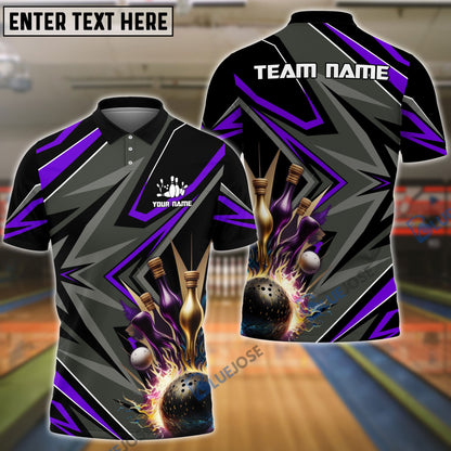 Frenzidea Bowling And Pins Classic Pattern Pattern Customized Name 3D Shirt (5 Colors)