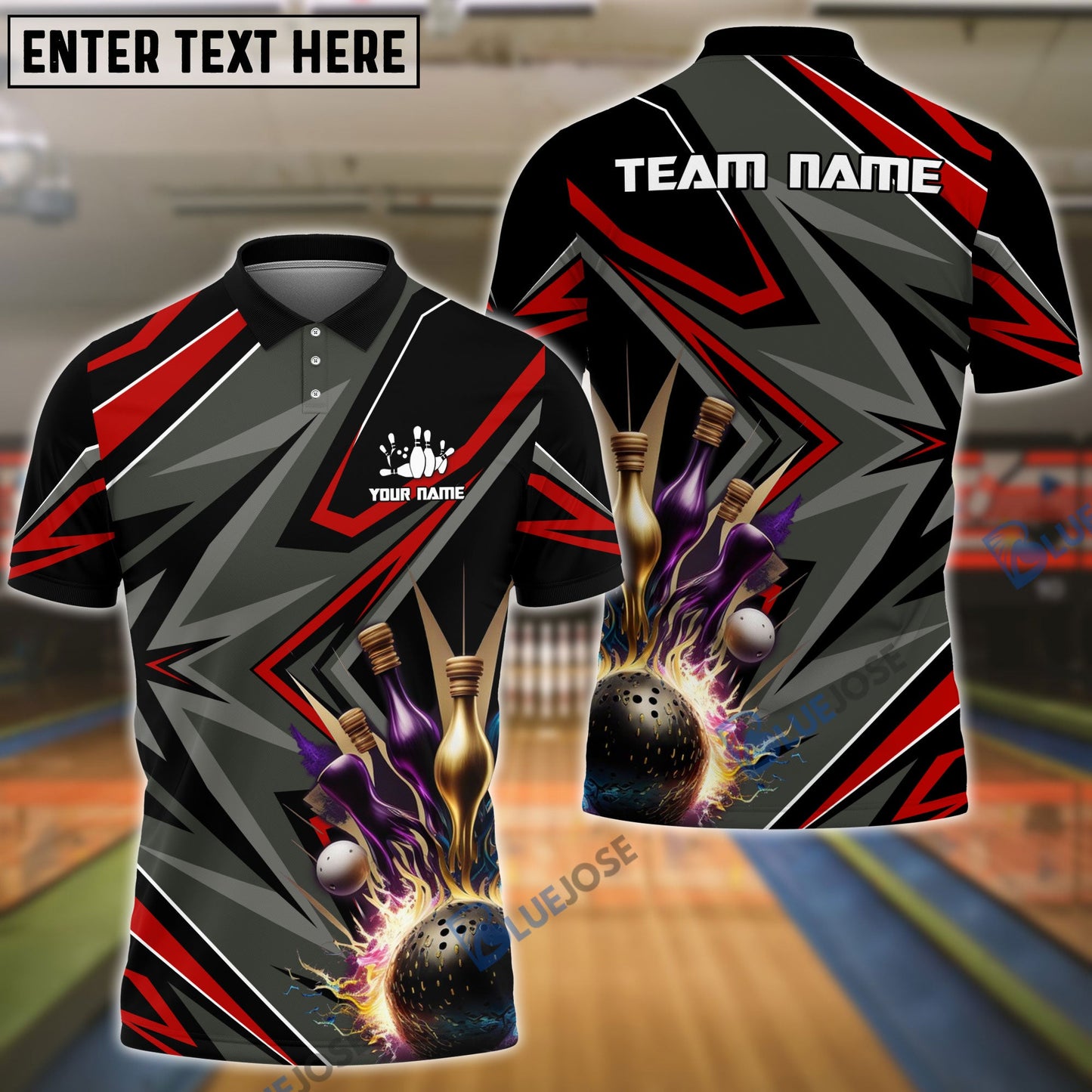 Frenzidea Bowling And Pins Classic Pattern Pattern Customized Name 3D Shirt (5 Colors)