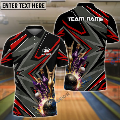 Frenzidea Bowling And Pins Classic Pattern Pattern Customized Name 3D Shirt (5 Colors)