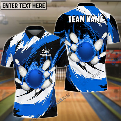 Frenzideas Bowling Color Wave Customized Name, Team Name 3D Shirt (4 Colors)
