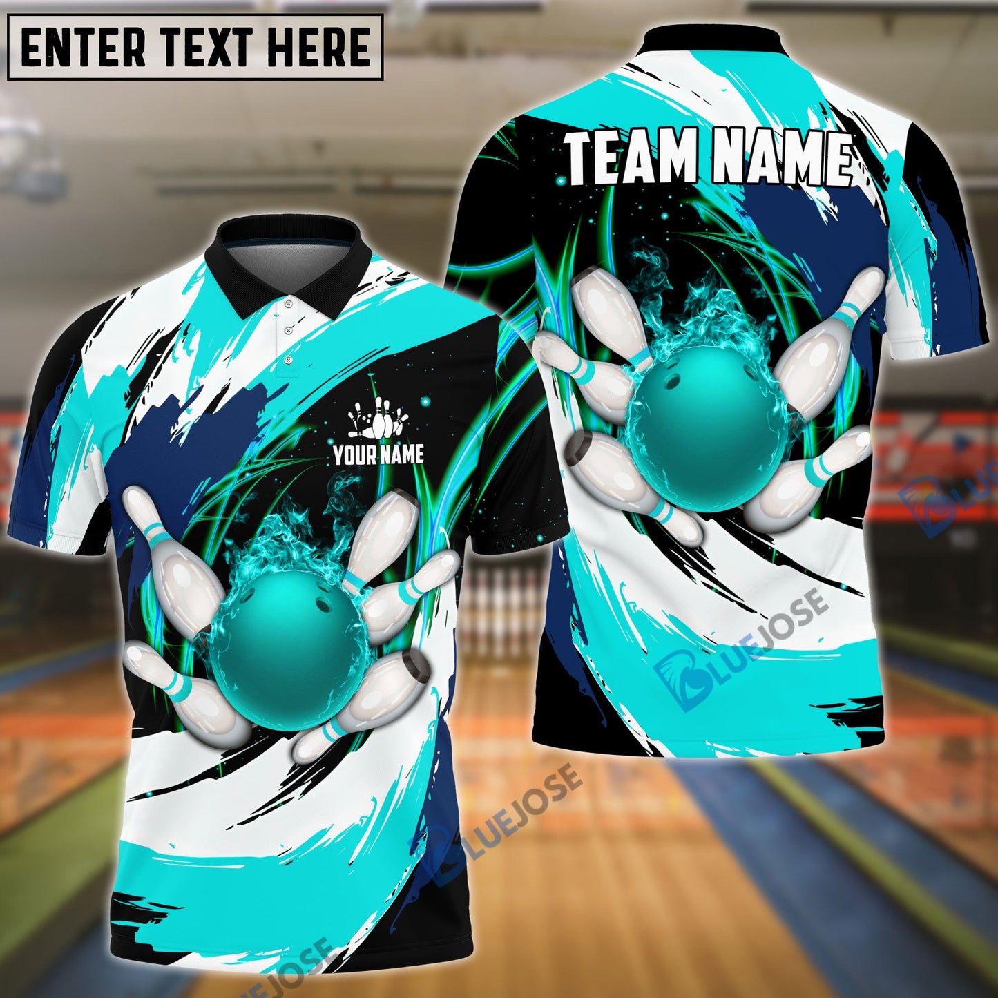 Frenzideas Bowling Color Wave Customized Name, Team Name 3D Shirt (4 Colors)