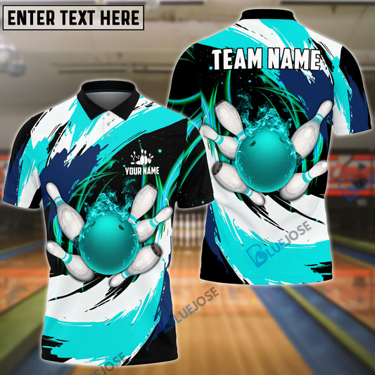 Frenzideas Bowling Color Wave Customized Name, Team Name 3D Shirt (4 Colors)