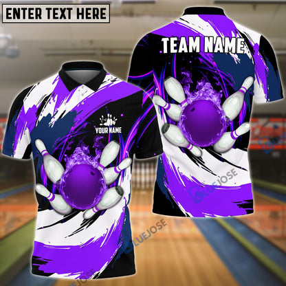 Frenzideas Bowling Color Wave Customized Name, Team Name 3D Shirt (4 Colors)