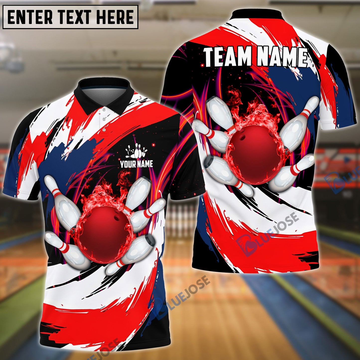 Frenzideas Bowling Color Wave Customized Name, Team Name 3D Shirt (4 Colors)