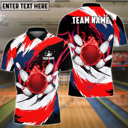 Frenzideas Bowling Color Wave Customized Name, Team Name 3D Shirt (4 Colors)
