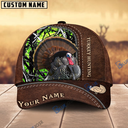 Frenzidea Turkey Hunting Leather Pattern Personalized Name Cap