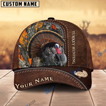 Frenzidea Turkey Hunting Leather Pattern Personalized Name Cap