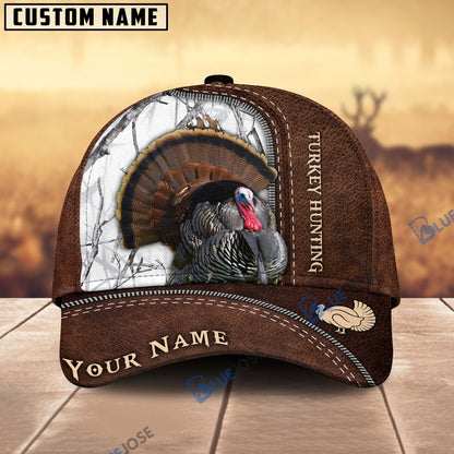 Frenzidea Turkey Hunting Leather Pattern Personalized Name Cap