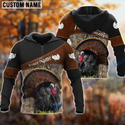 Frenzidea Customized Name Turkey Hunting Leather Pattern 3D Shirts
