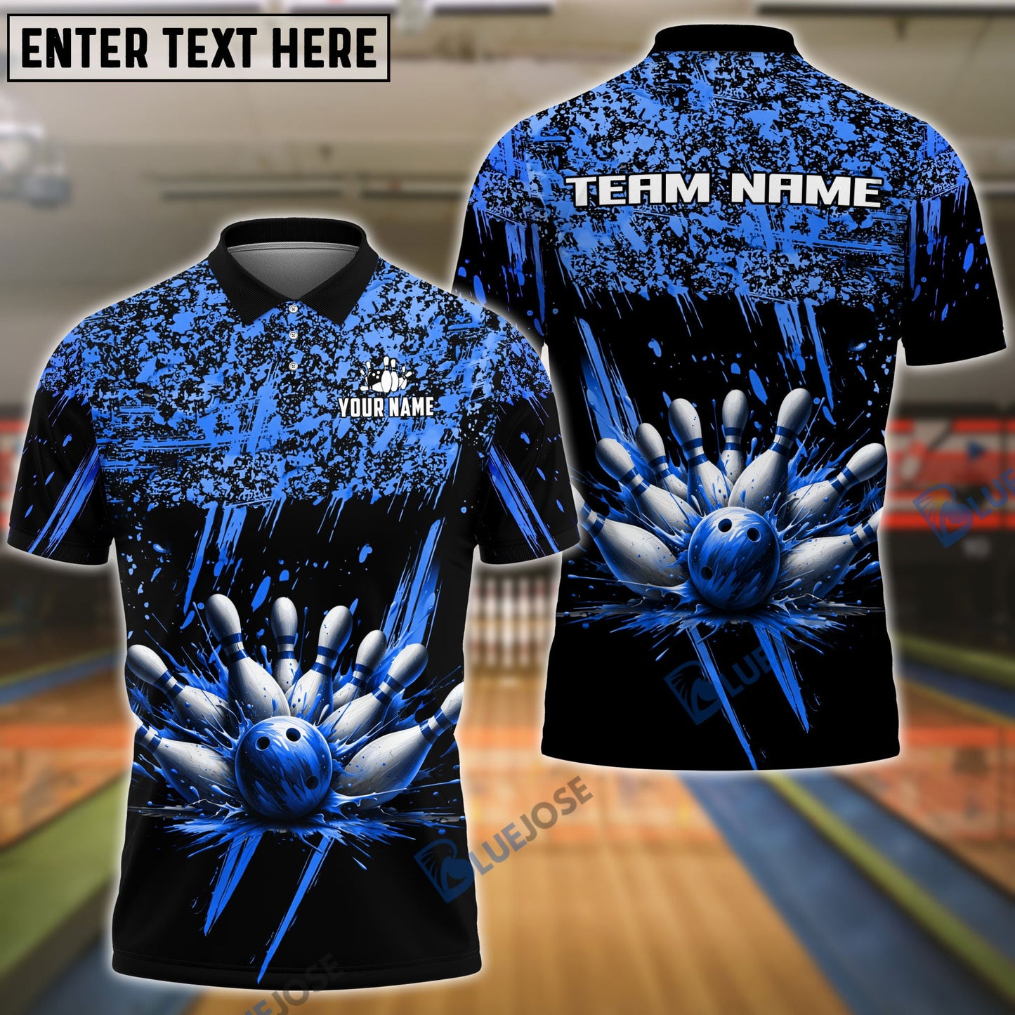 Frenzideas Bowling And Pins Ink Pattern Customized Name 3D Shirt (5 Colors)