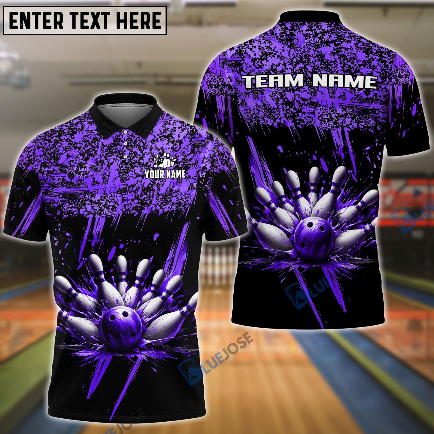 Frenzideas Bowling And Pins Ink Pattern Customized Name 3D Shirt (5 Colors)