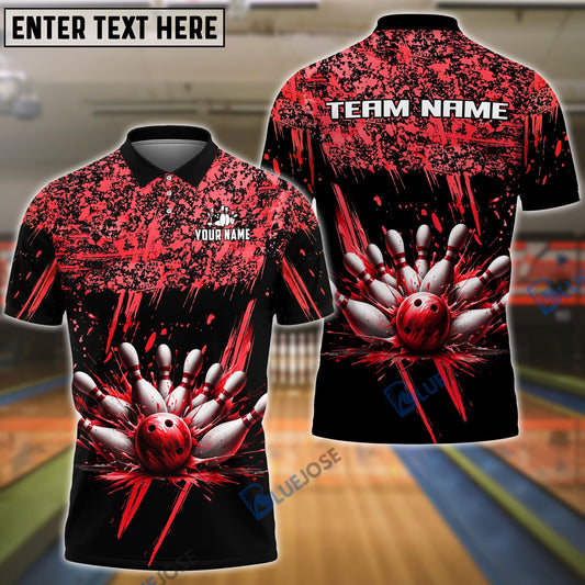 Frenzideas Bowling And Pins Ink Pattern Customized Name 3D Shirt (5 Colors)