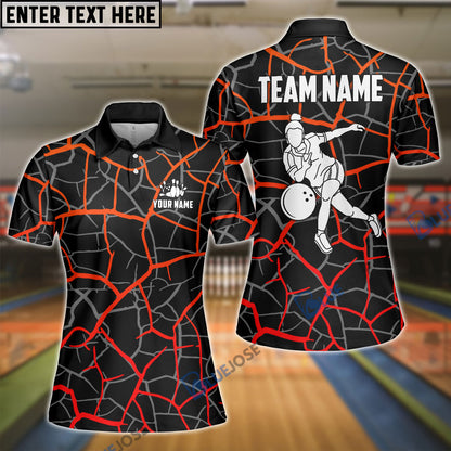 Frenzideas Bowling and Pins Black Red Customized Name, Team Name 3D Shirt