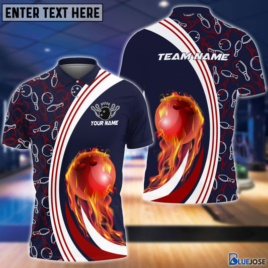 Frenzideas Personalized Name Bowling Ball Fire And Pins Multicolor 3D Shirt