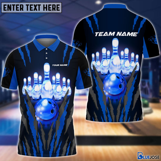 Frenzideas Personalized Name and Team Name Bowling and Pins Multicolor 3D Shirt