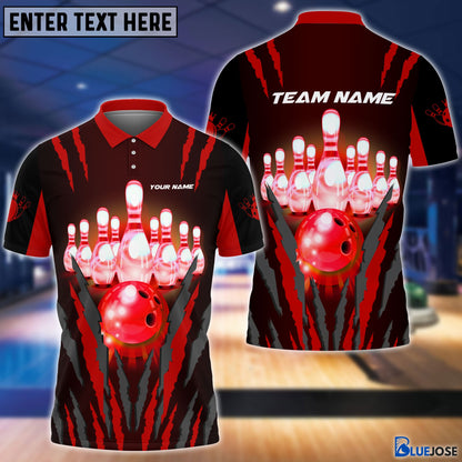 Frenzideas Personalized Name and Team Name Bowling and Pins Multicolor 3D Shirt