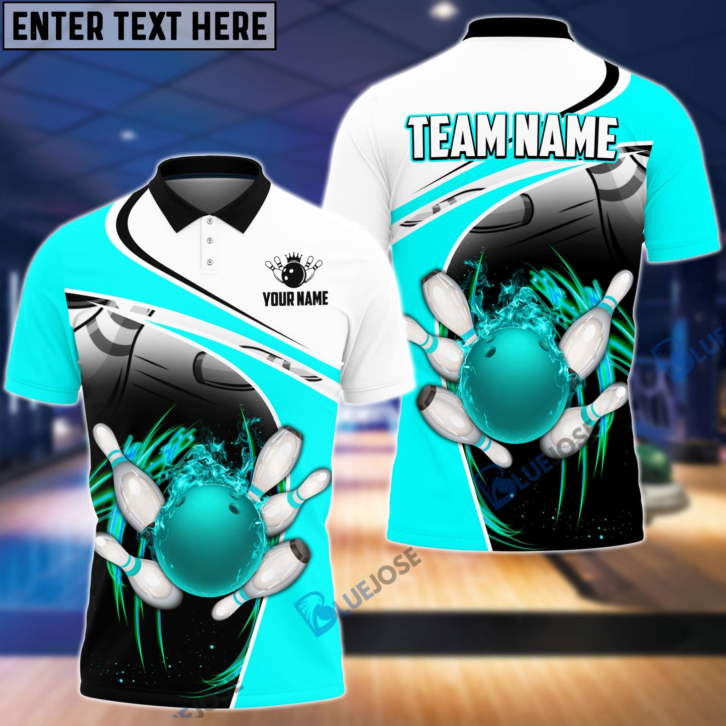 Frenzideas Bowling and Pins Broken Multicolor Personalized Name Team Name 3D Shirt