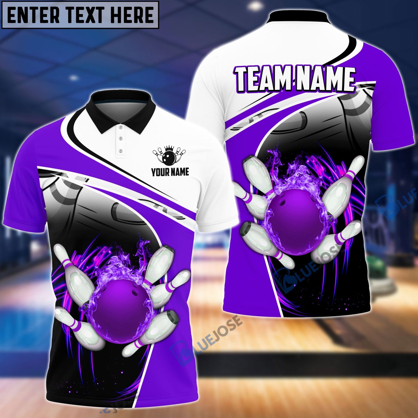 Frenzideas Bowling and Pins Broken Multicolor Personalized Name Team Name 3D Shirt