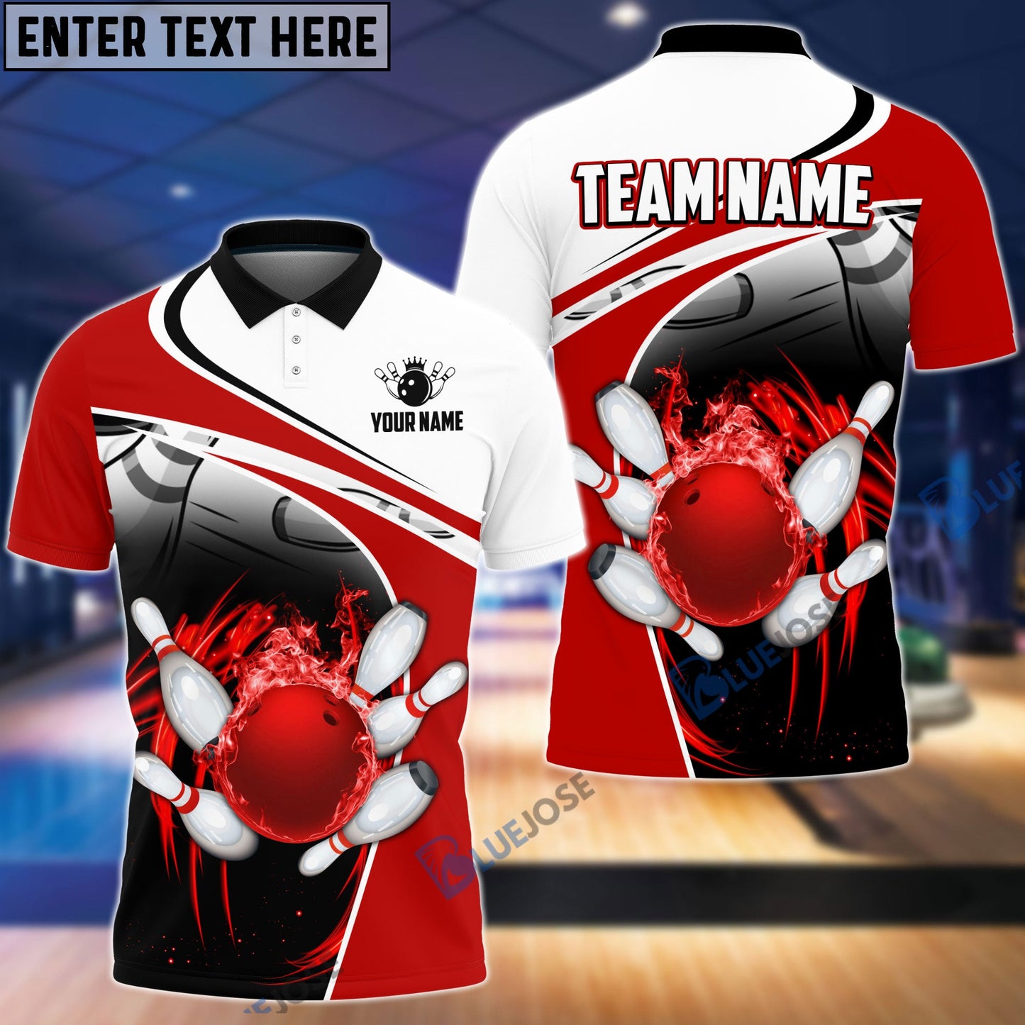 Frenzideas Bowling and Pins Broken Multicolor Personalized Name Team Name 3D Shirt