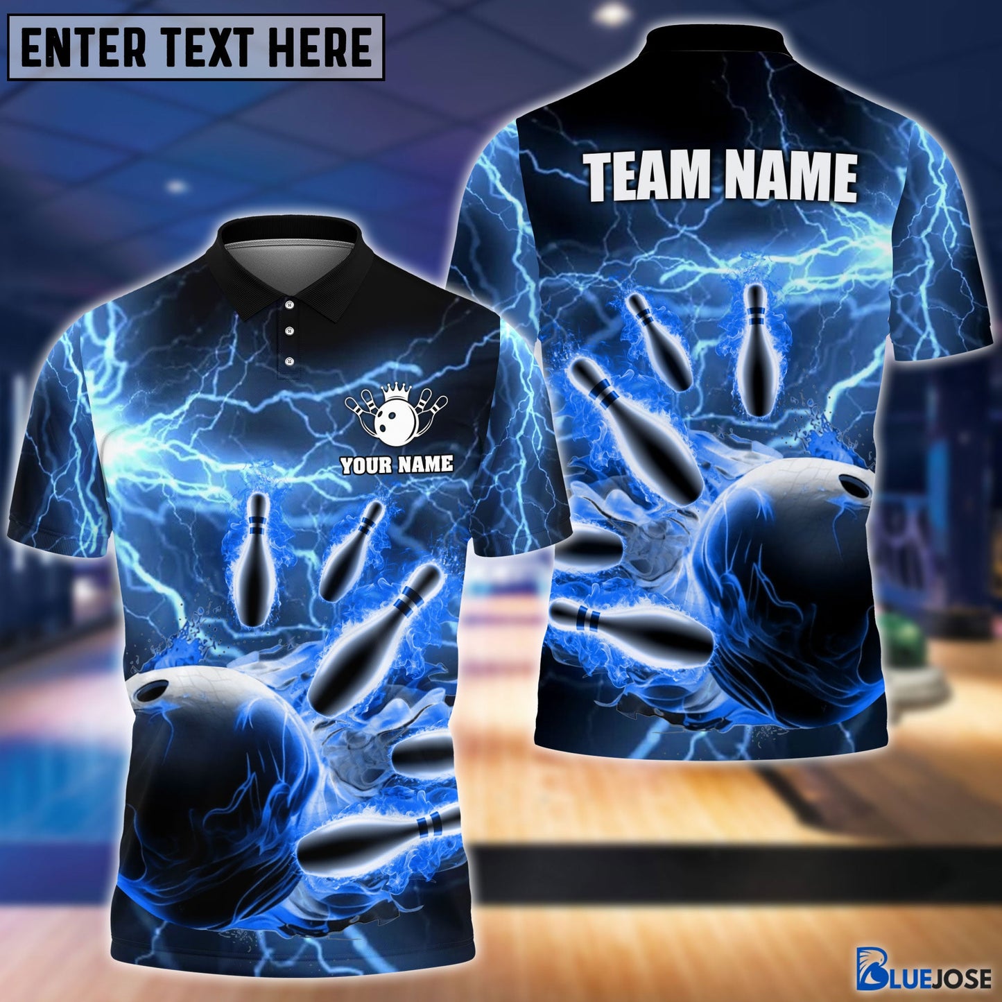 Frenzideas Personalized Name and Team Name Thunder Color Bowling Player Multicolor 3D Shirt