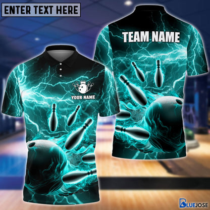 Frenzideas Personalized Name and Team Name Thunder Color Bowling Player Multicolor 3D Shirt